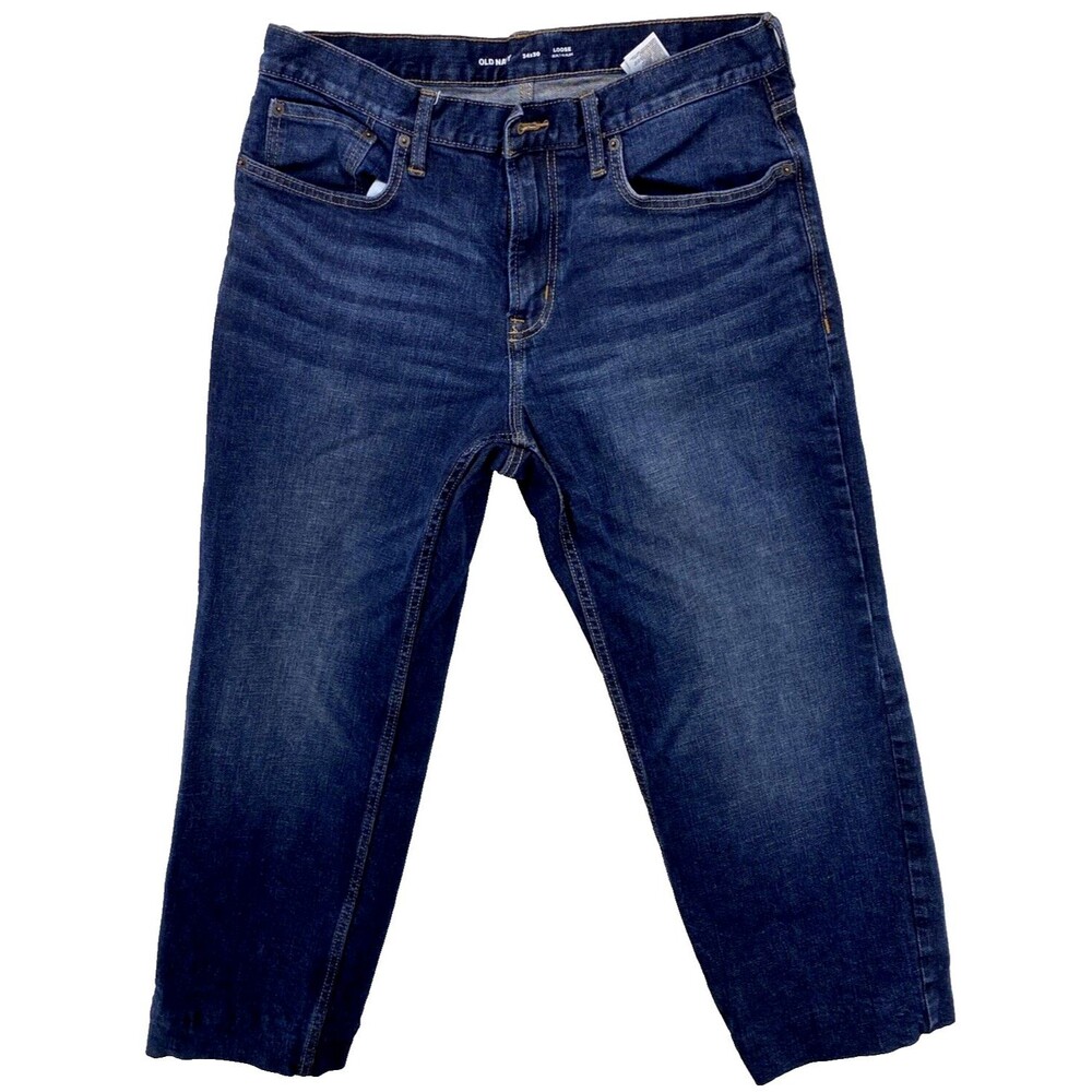 Old Navy Men's Basic Loose Fit Dark Wash Jeans – Size 34x30 (Actual Inseam 26")
